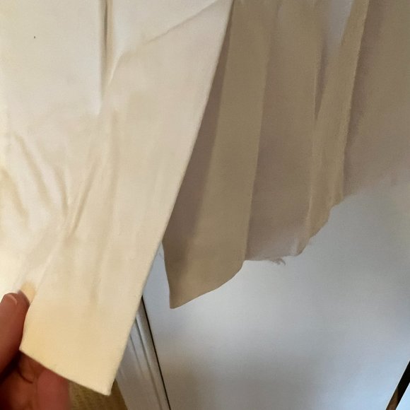 Ellen Tracy White Sheath Dress, Lined - Sash Belt, Back Zip - 12 - Picture 4 of 6